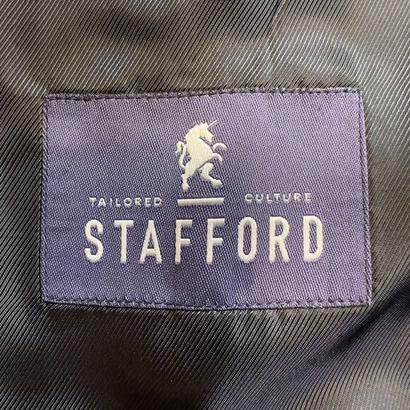 STAFFORD Classic fit Mens Blazer Sport Coat Two Button Jacket 44L Brown Wool - Picture 8 of 10